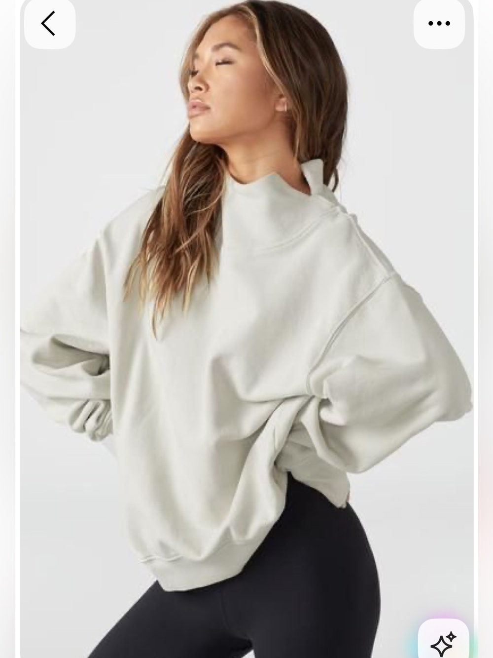 Joah Brown Relaxed Mock-Neck Sweatshirt in cream